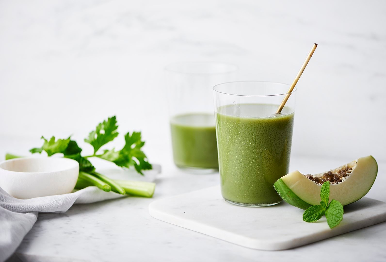 Green juices served in the Spa at Crown Hotel Perth