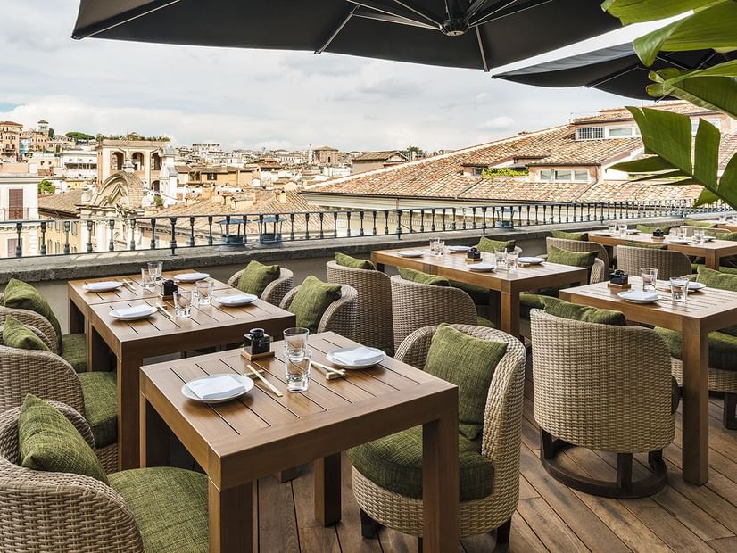 Zuma restaurant outdoor dining area at Fendi Private Suites
