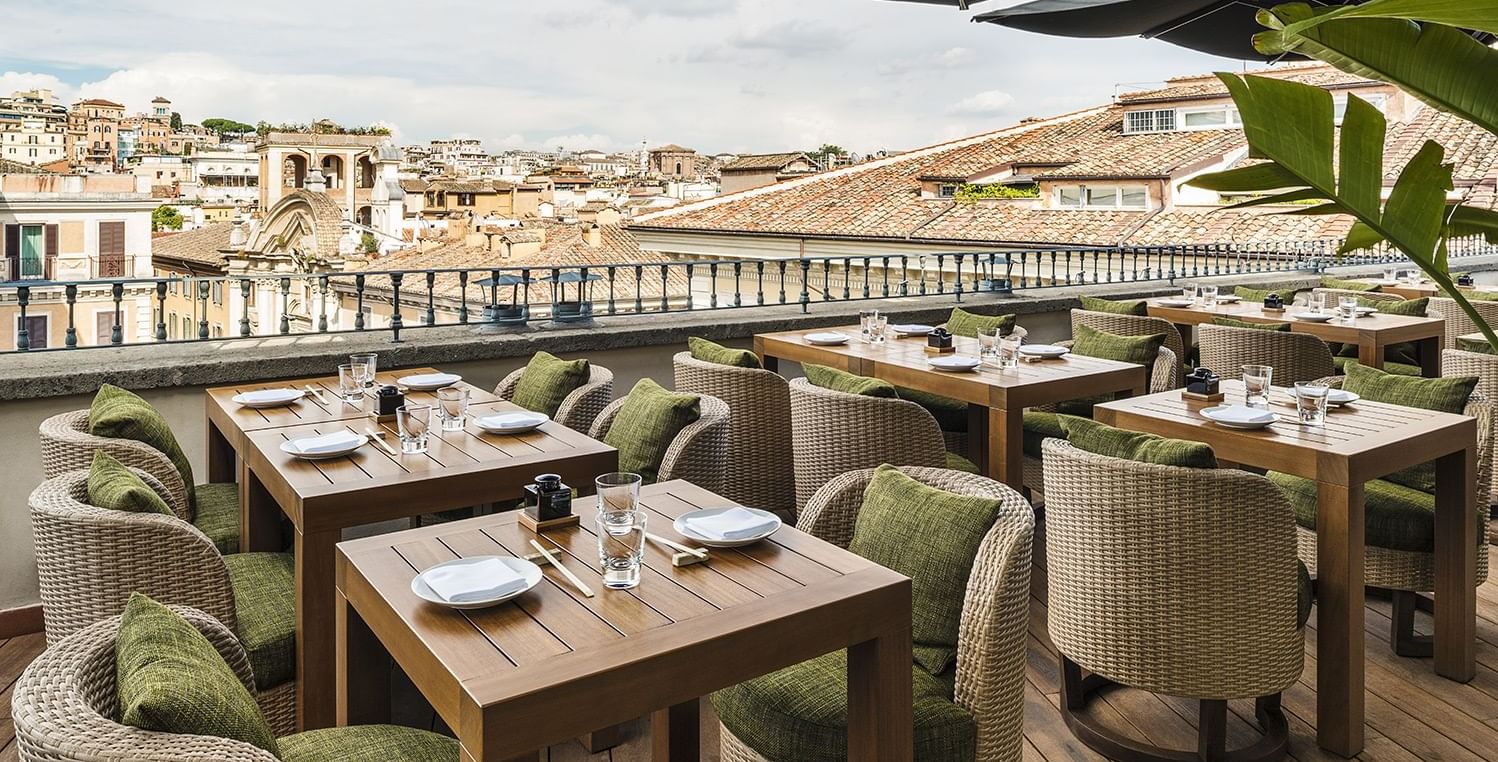 Zuma restaurant outdoor dining area at Fendi Private Suites