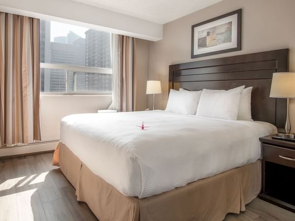 Hotel suite with king bed