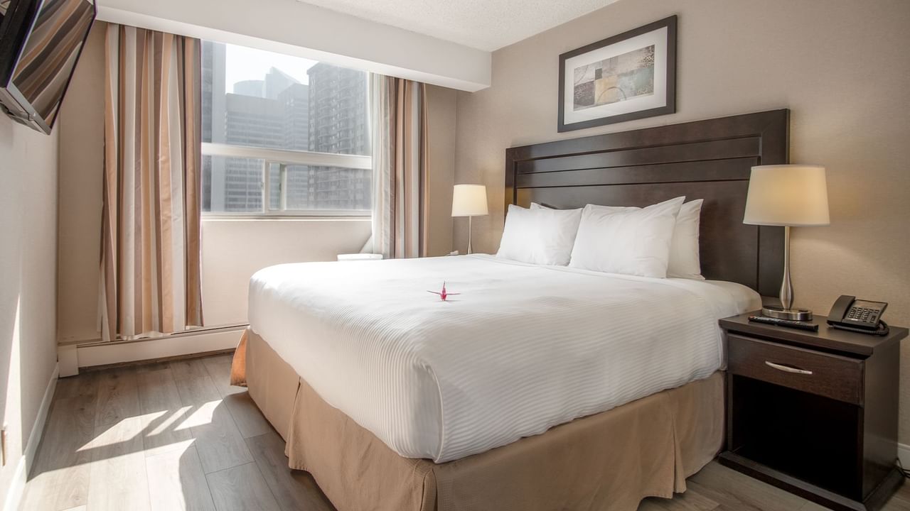 Hotel suite with king bed