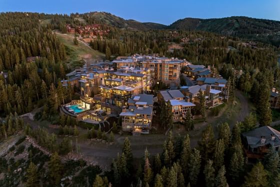 Aerial view of Stein Eriksen Residences in summer