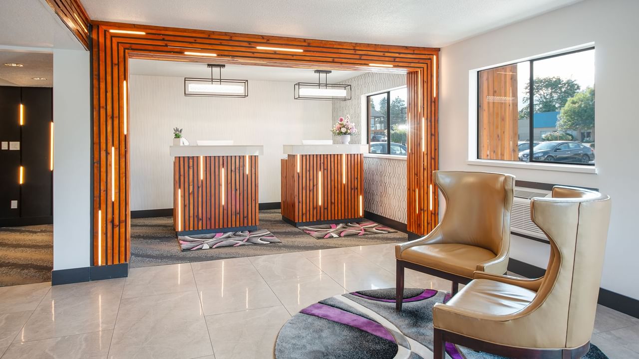 Reception desk of Coast Courtenay Hotel