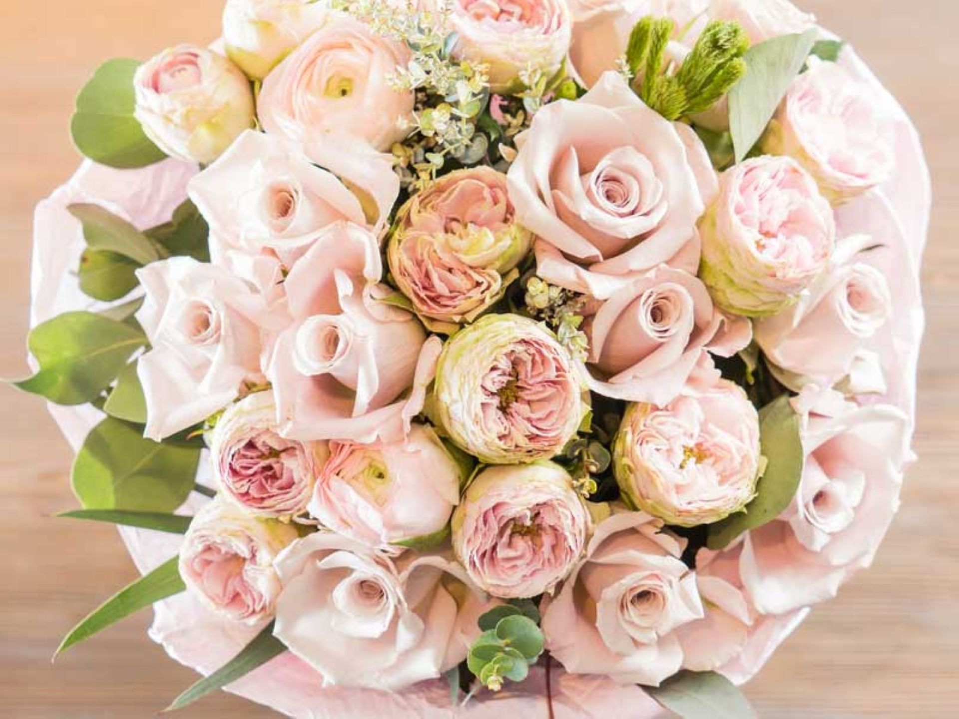 Close-up of a rose flower bouquet at Crystal Inn Salt Lake City