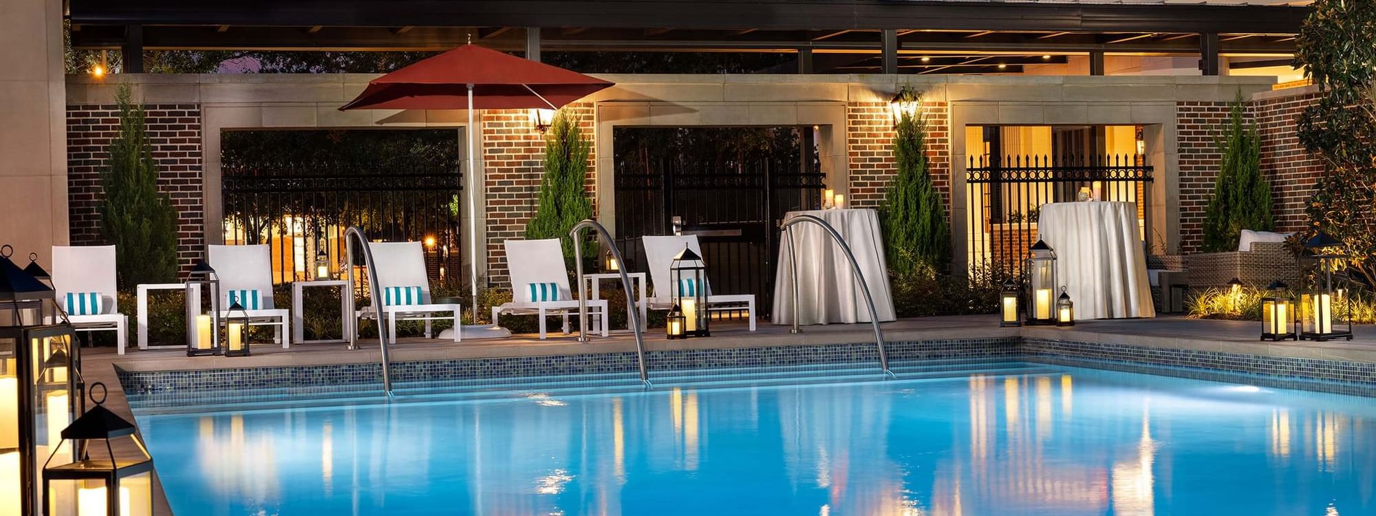 Close-up of the outdoor pool at Warwick Melrose Dallas