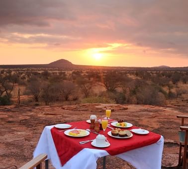 Breakfast served at Lion Rock near Hotel Kilaguni Serena