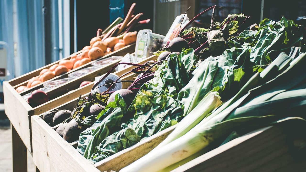 vegetables in boxes for sale
