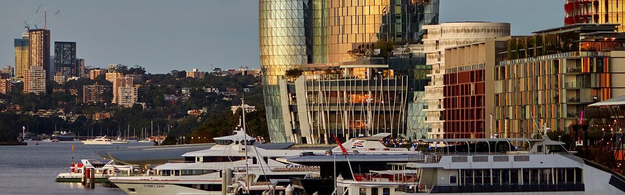 A view of the harbour with the ships near Crown Towers Sydney