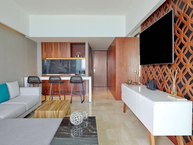 Tierra Suite's living room at Live Aqua Beach Resort Cancun