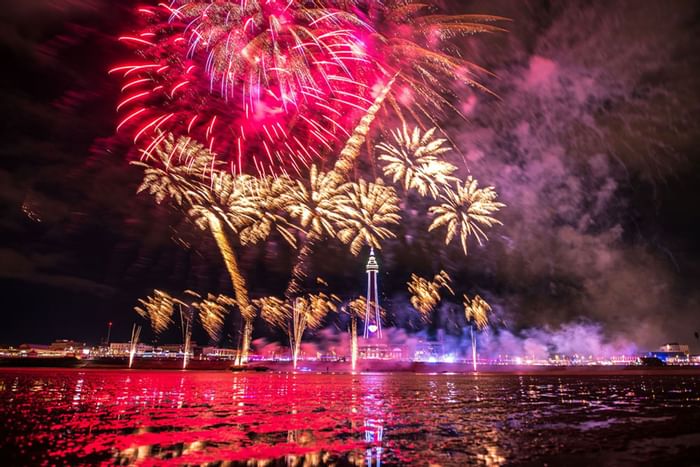 Fireworks happening near The Imperial Hotel Blackpool