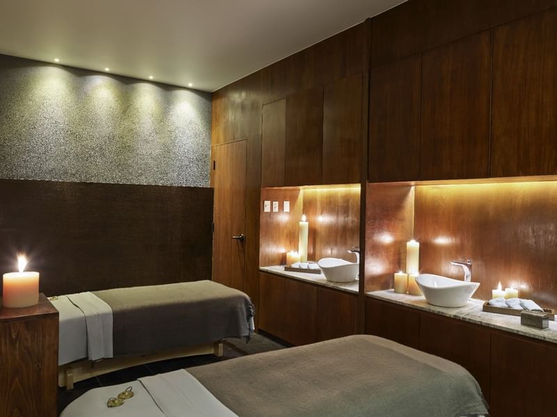 Massage beds with vanity in Spa Double Cabin at Live Aqua San Miguel De Allende