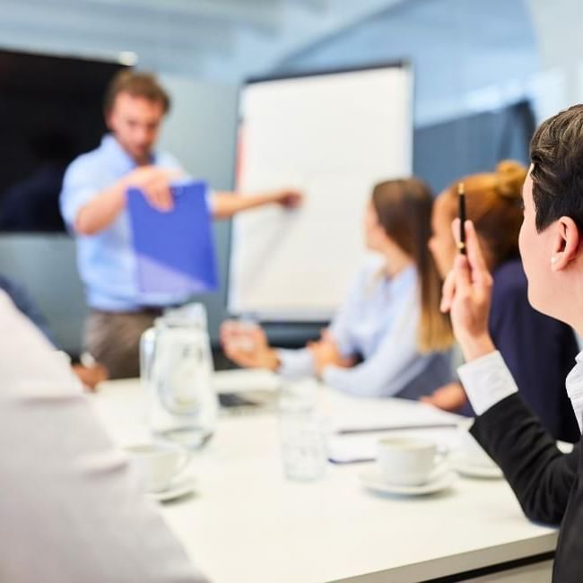 Classroom training for employees featuring our article on 