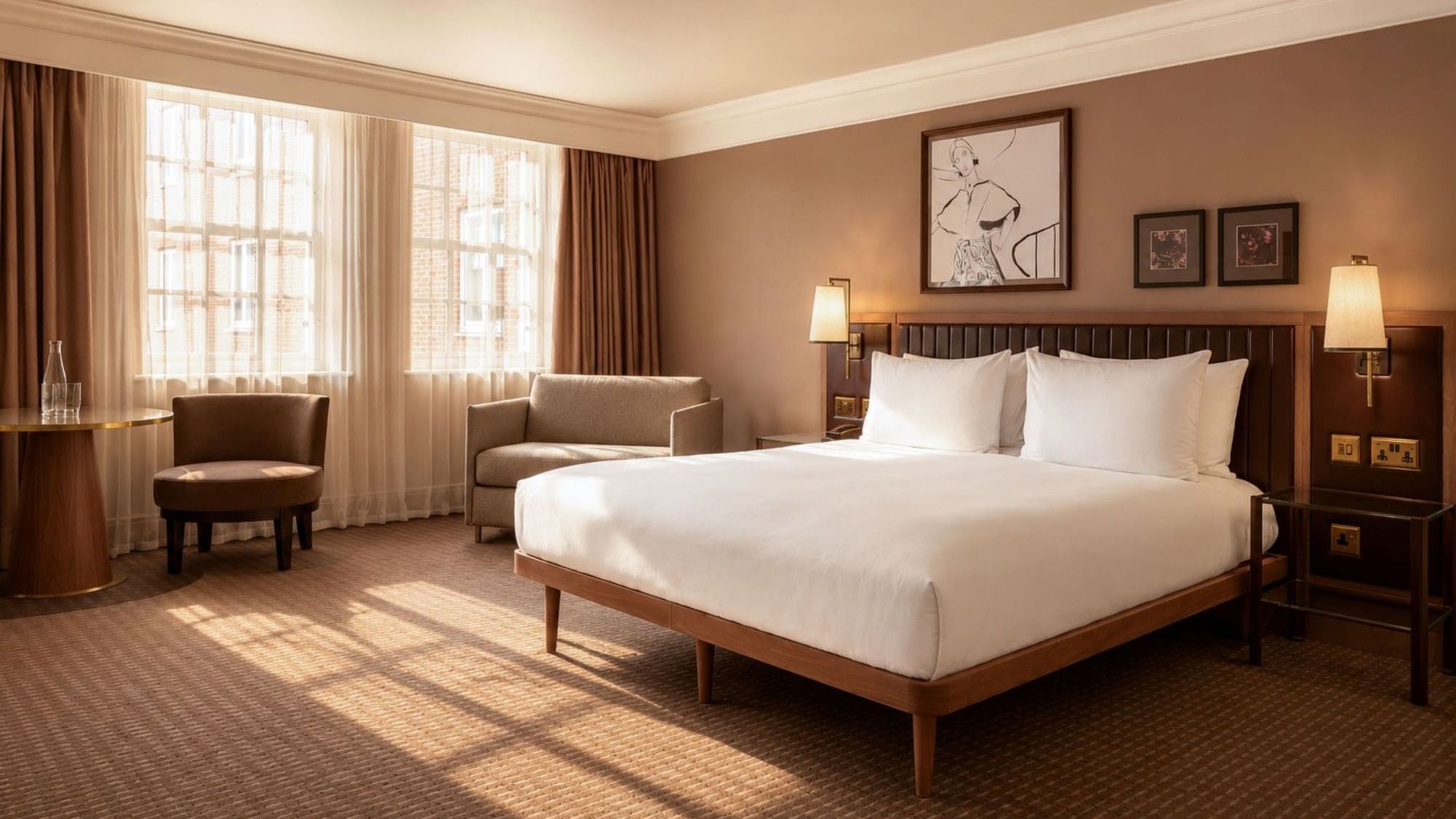 Collection Premium Executive Room with king bed, seating area, and large windows at The May Fair Hotel, London.