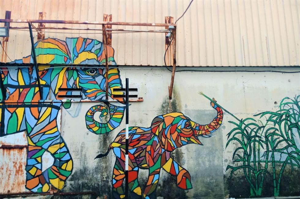 Wall art of Elephants in Butterworth Art Walk near Sunway Hotel Seberang Jaya