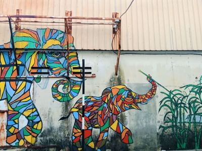Wall art of Elephants in Butterworth Art Walk near Sunway Hotel Seberang Jaya