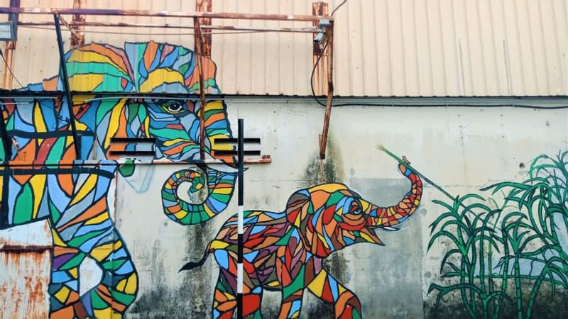 Wall art of Elephants in Butterworth Art Walk near Sunway Hotel Seberang Jaya