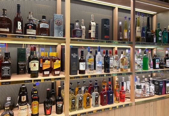 A liquor store showcasing various brands and types of liquor at Encore by Mingara