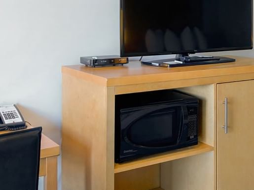 TV with microwave and phone