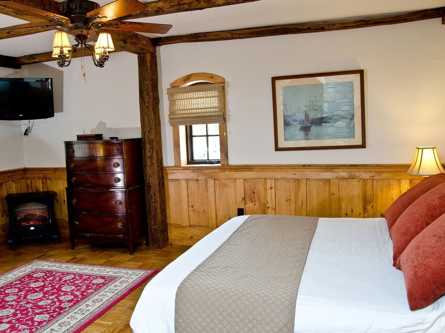 bedroom with wooden décor