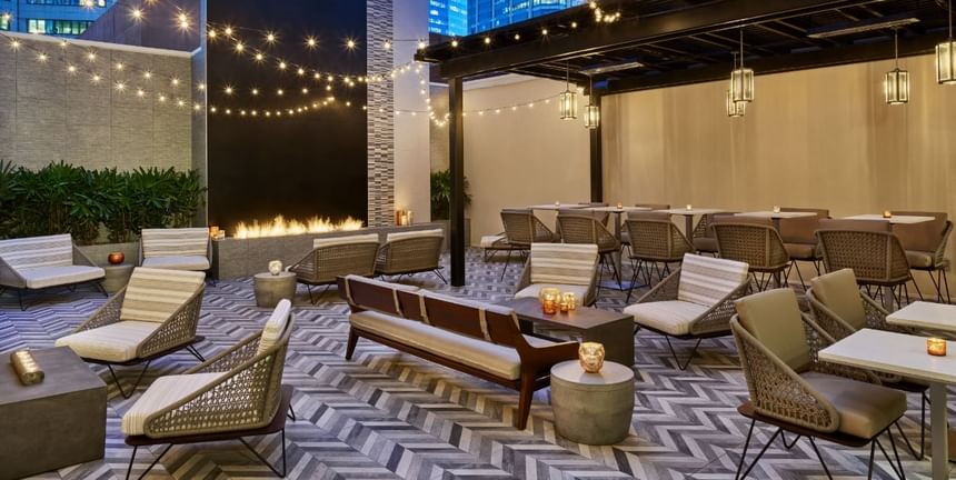 Open lounge area in Veranda & deck at Hotel Republic San Diego