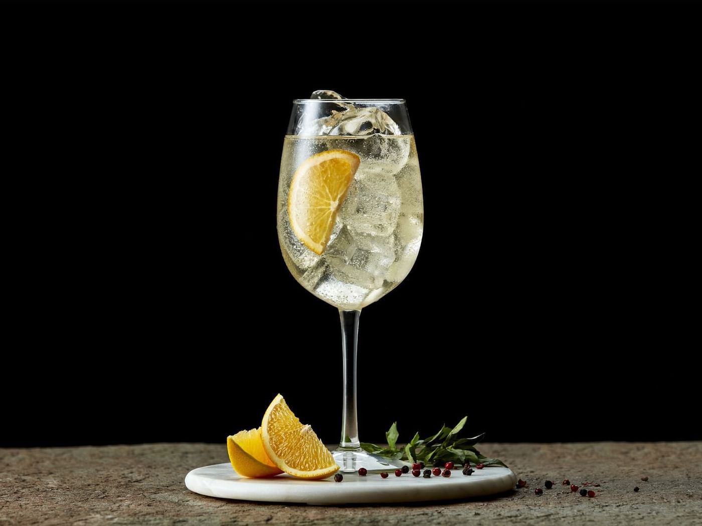 Close-up of Cinzano Gin and tonic served at Fiesta Inn