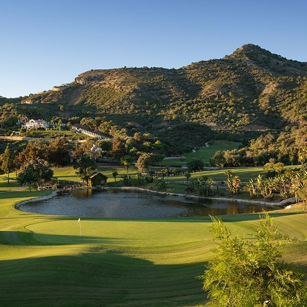 Golf ground surrounded by mountains near Marbella Club