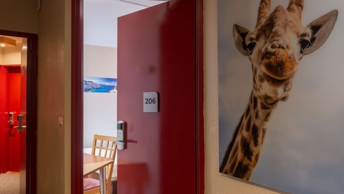 Giraffe picture in front of the room at Hotel Marseille Airport