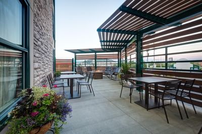 Table set-up on the Patio with a city view at Boothill Inn & Suites