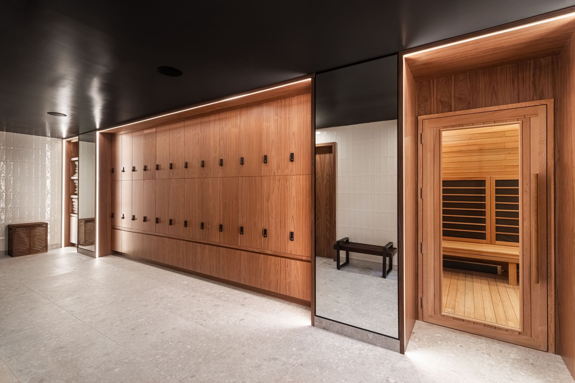 Locker room with sauna 