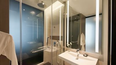Bathroom vanity of Deluxe Suite at VE Hotel & Residence