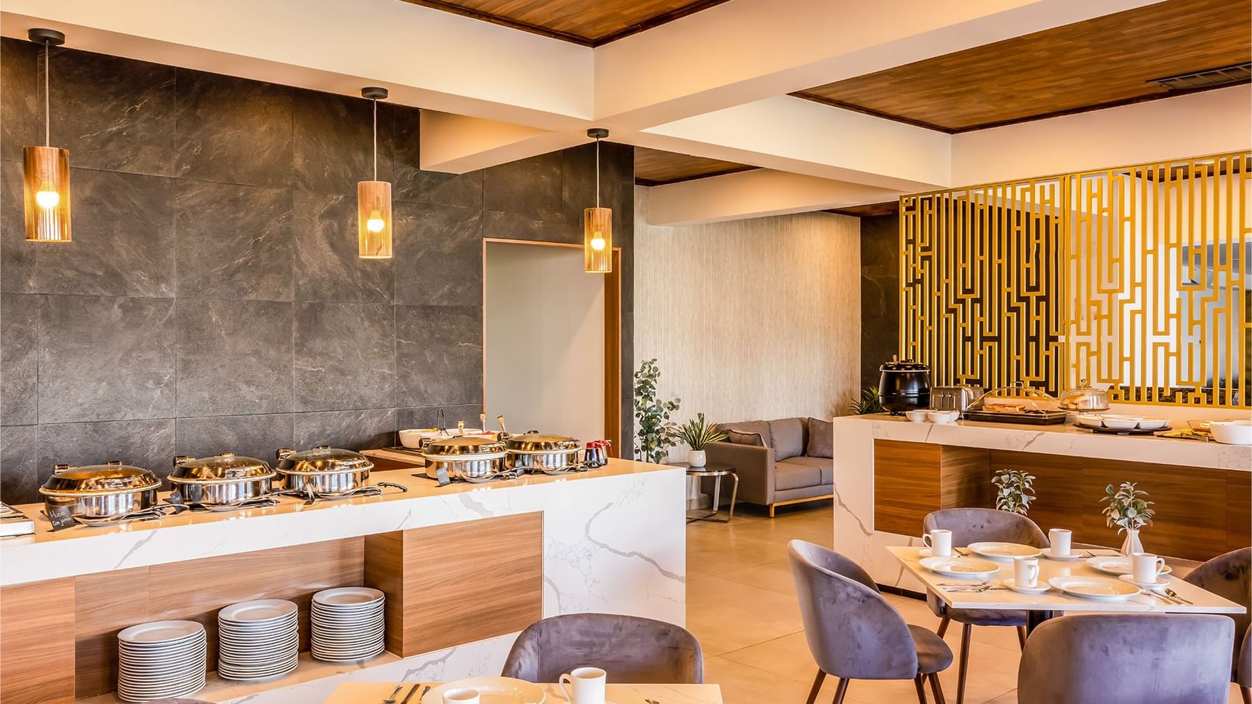 Dining tables by the Buffet area at Gamma Ciudad Juarez