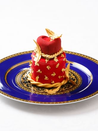 Close-up of a dessert at Palazzo Versace Dubai