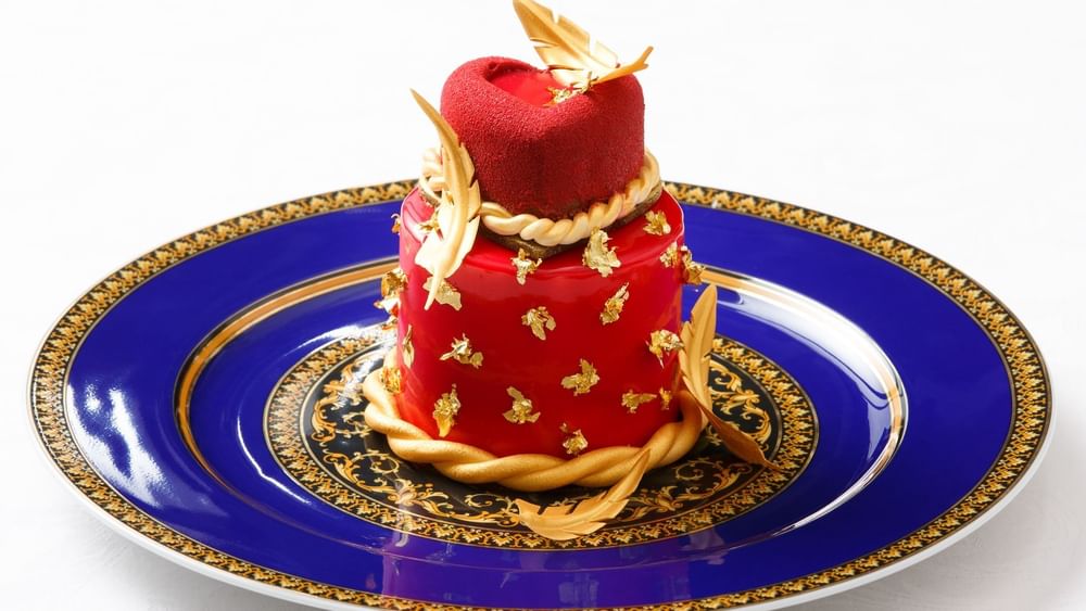 Close-up of a dessert at Palazzo Versace Dubai