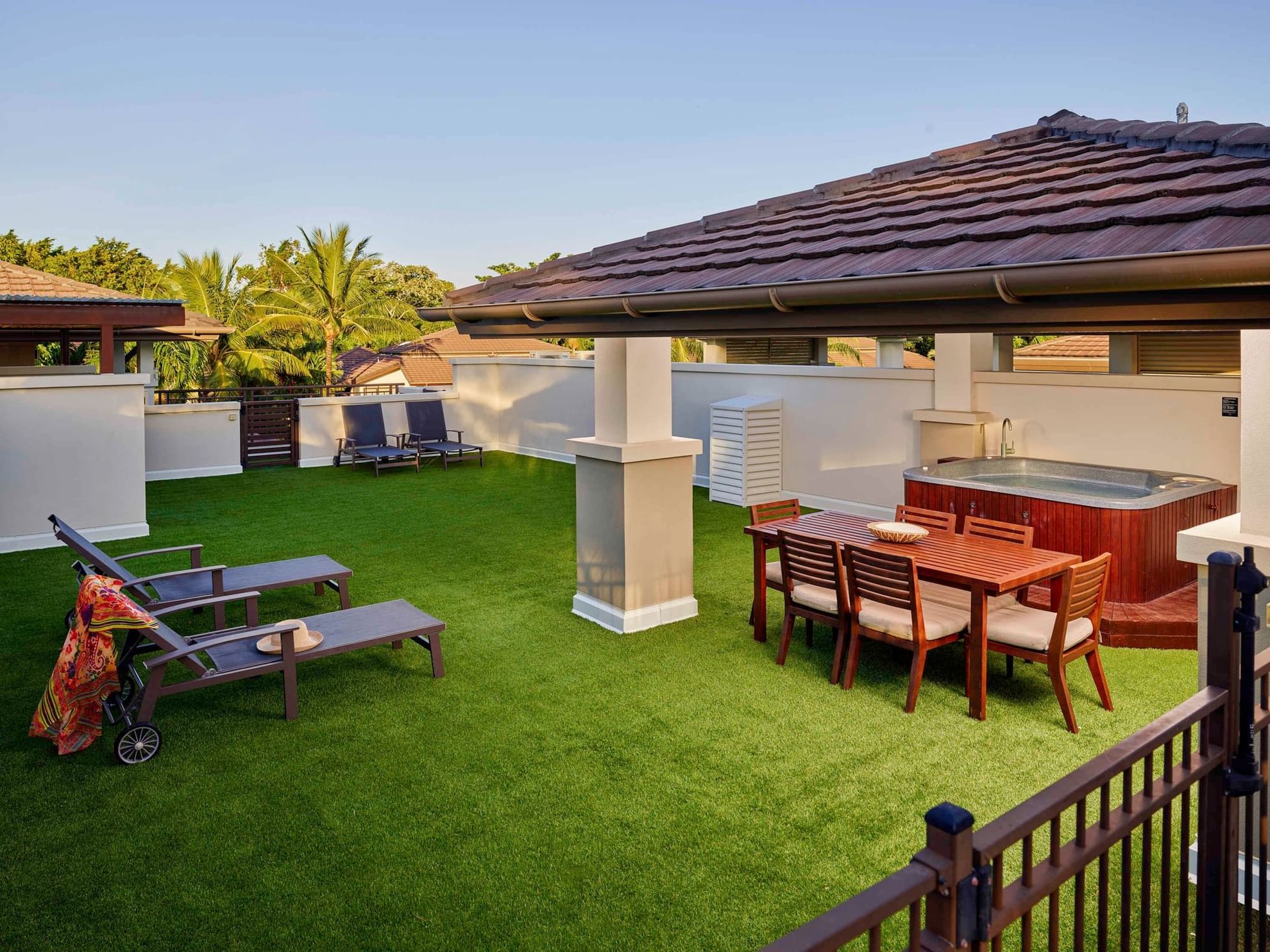 Rooftop terrace with hot tub, dining area & loungers in Penthouse Apartment at Pullman Port Douglas Sea Temple Resort & Spa