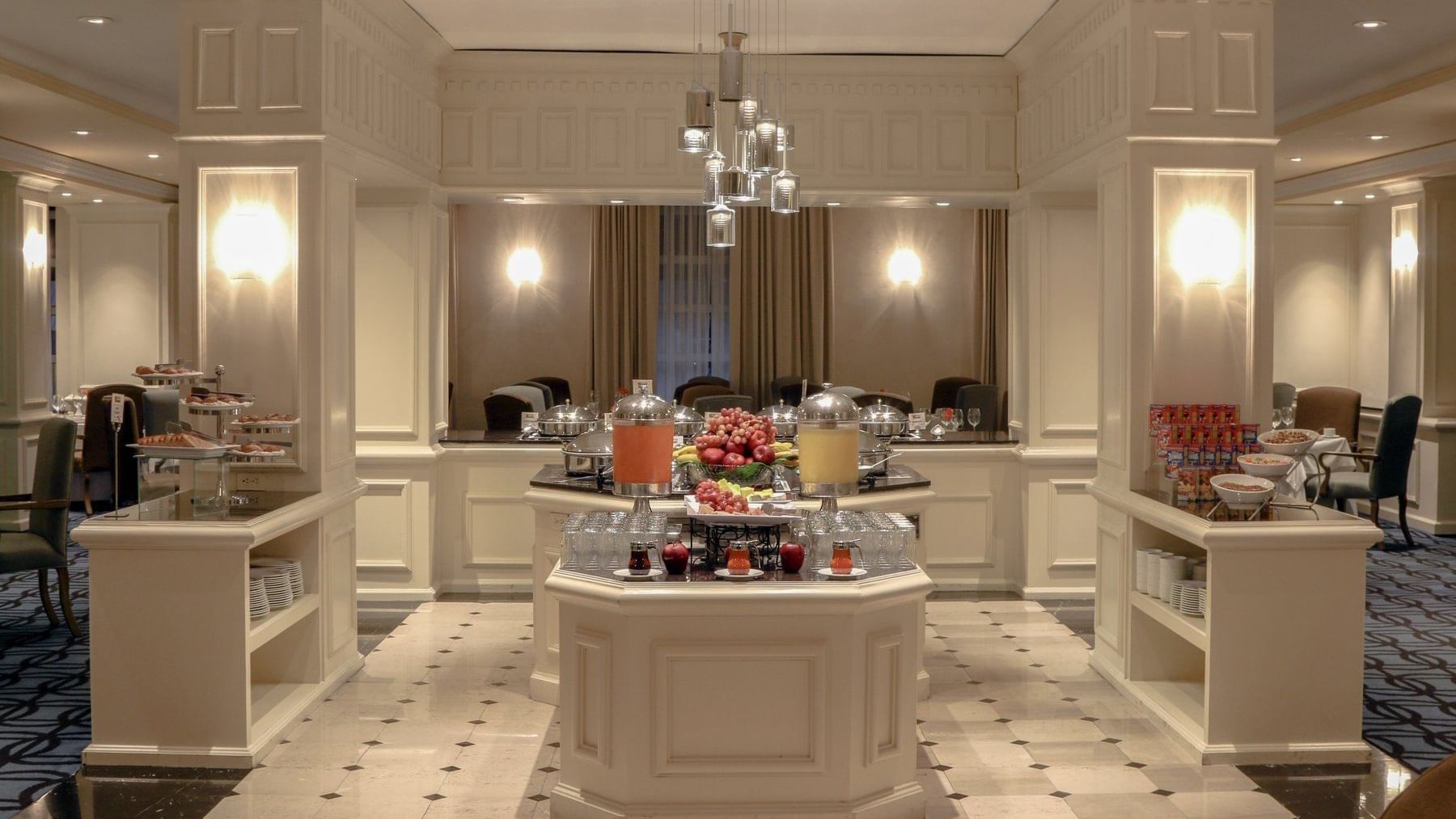 Buffet display arranged in a Restaurant at Gamma Hotels