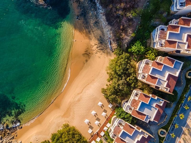 Aerial view of the hotel & beach at Celeste Beach CC Hotel