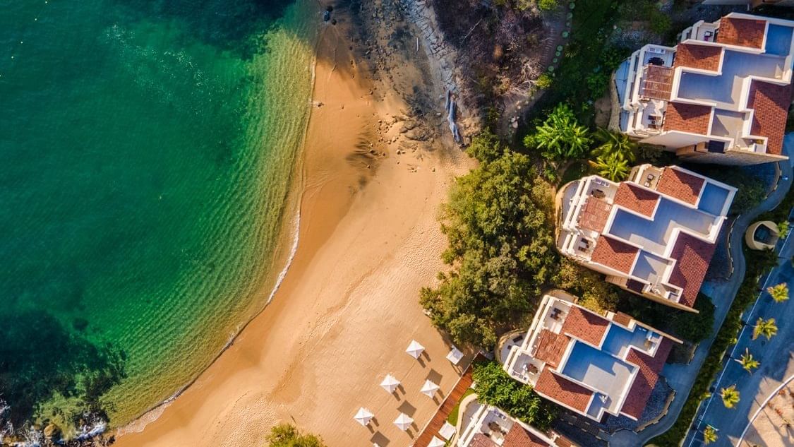 Aerial view of the hotel & beach at Celeste Beach CC Hotel