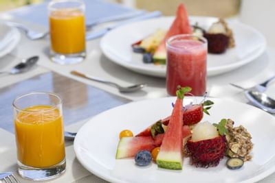 Close up on plated fruits on a table at Retreat Costa Rica