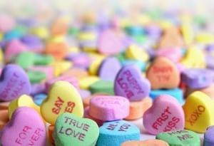 Valentines Day candy hearts.