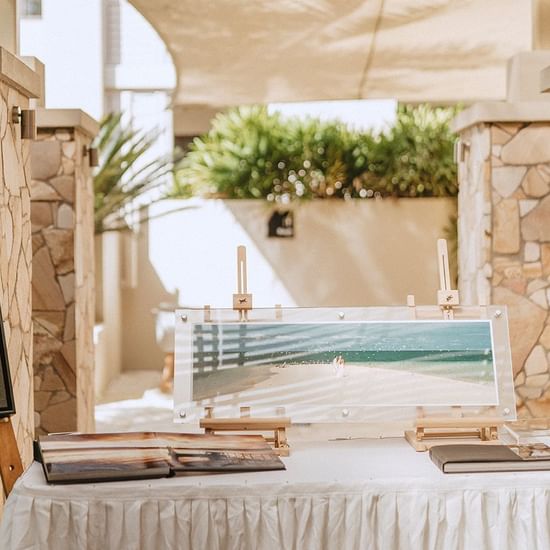 Tropical Terrace Wedding set up, Pullman Palm Cove Sea Resort