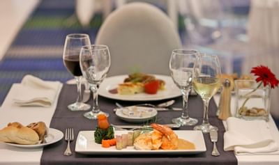 Fine dishes and wine served in Restaurant Presidente at Hotel Presidente Luanda