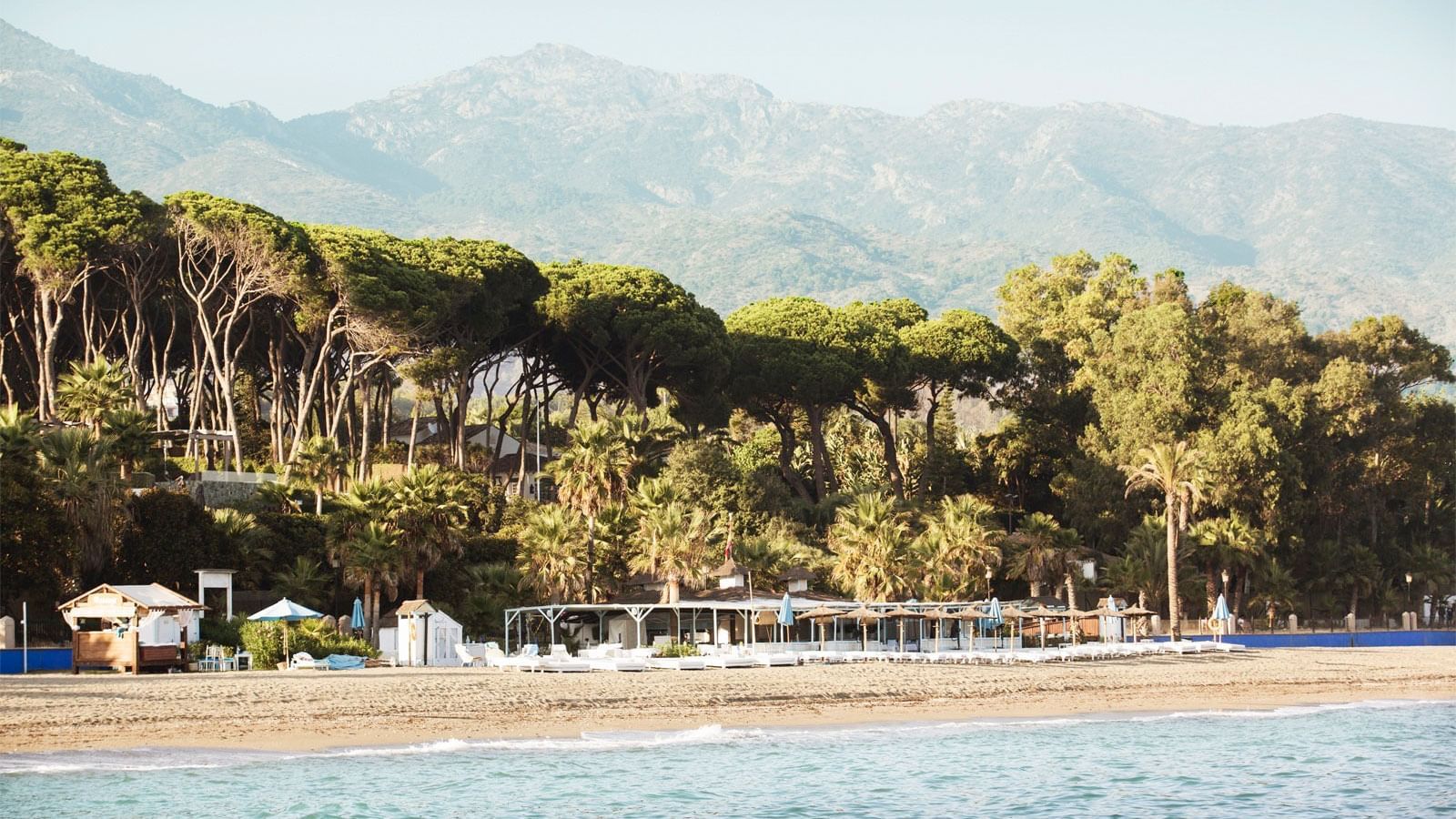 The landscape of the beach & mountains near Marbella Club