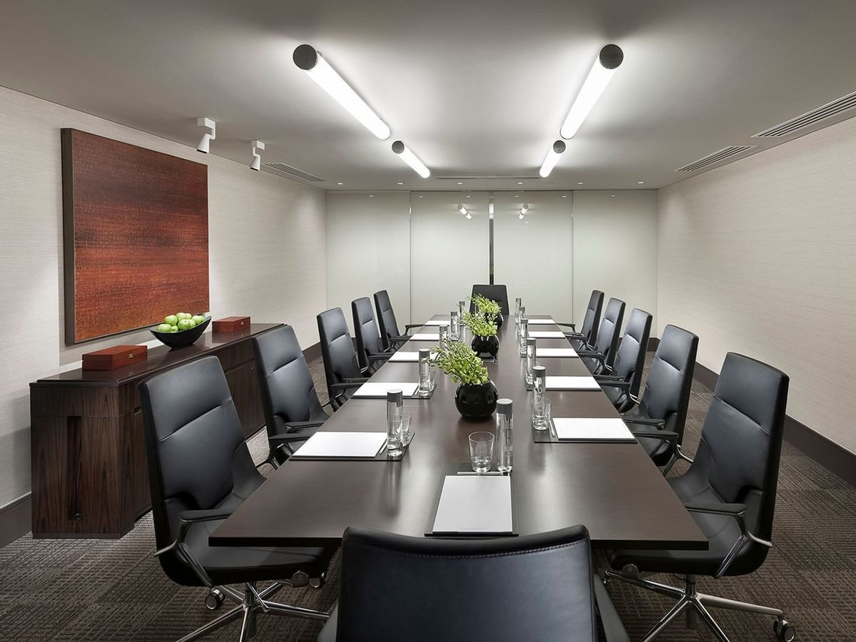 Boardroom setup in The Office at Crown Hotel Perth