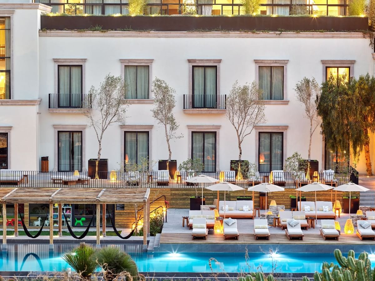 Poolside lounge at Live Aqua San Miguel de Allende