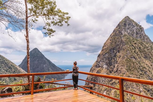 A lady enjoying the view from the view point at Ladera Resort