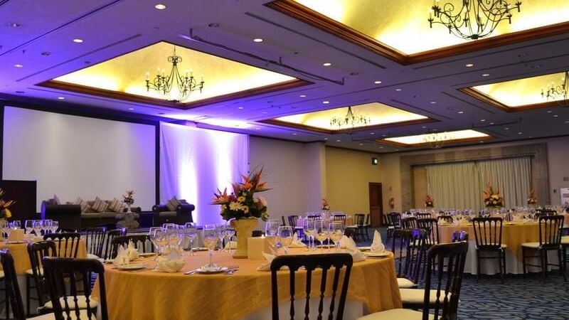 Banquet tables arranged for an event at FA Puerto Vallarta