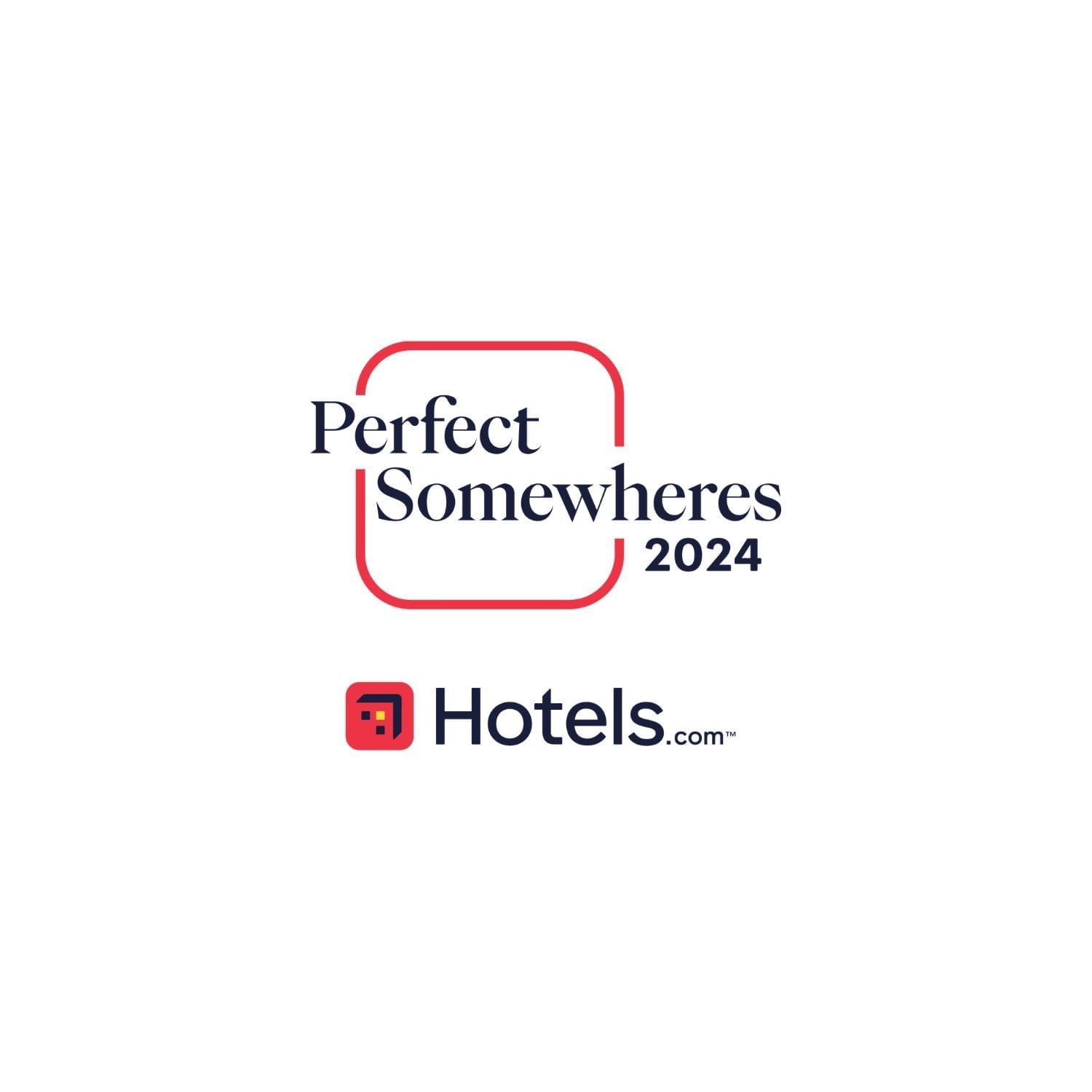 Perfect Somewheres 2024 logo in red and blue with Hotels.com logo at Paradox Vancouver