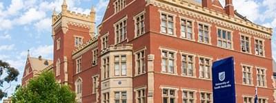 Exterior view of the University of South Australia City East campus facade near Ibis Adelaide