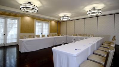 Interior of u-shaped board room at Horton Grand Hotel