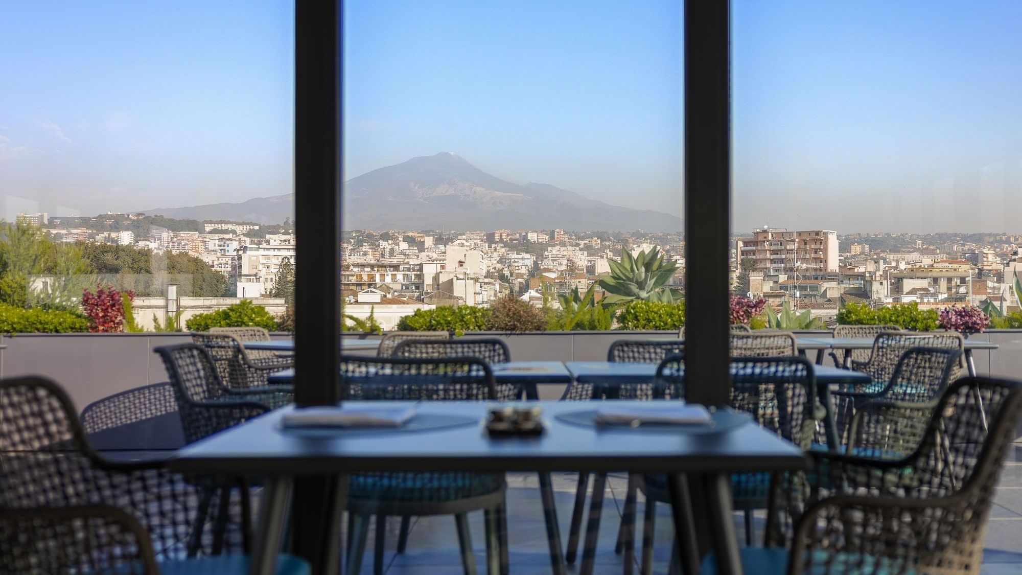 Etnea Roof Bar & Restaurant with views of Etna
